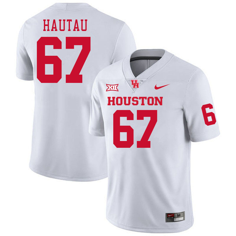 Men #67 Hingano Hautau Houston Cougars College Football Jerseys Stitched-White